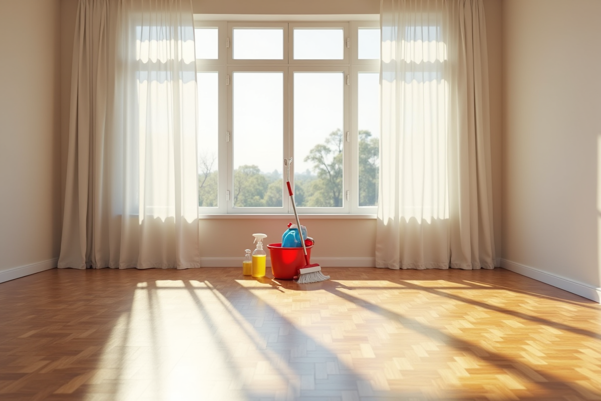 Appartement vide et lumineux après nettoyage complet