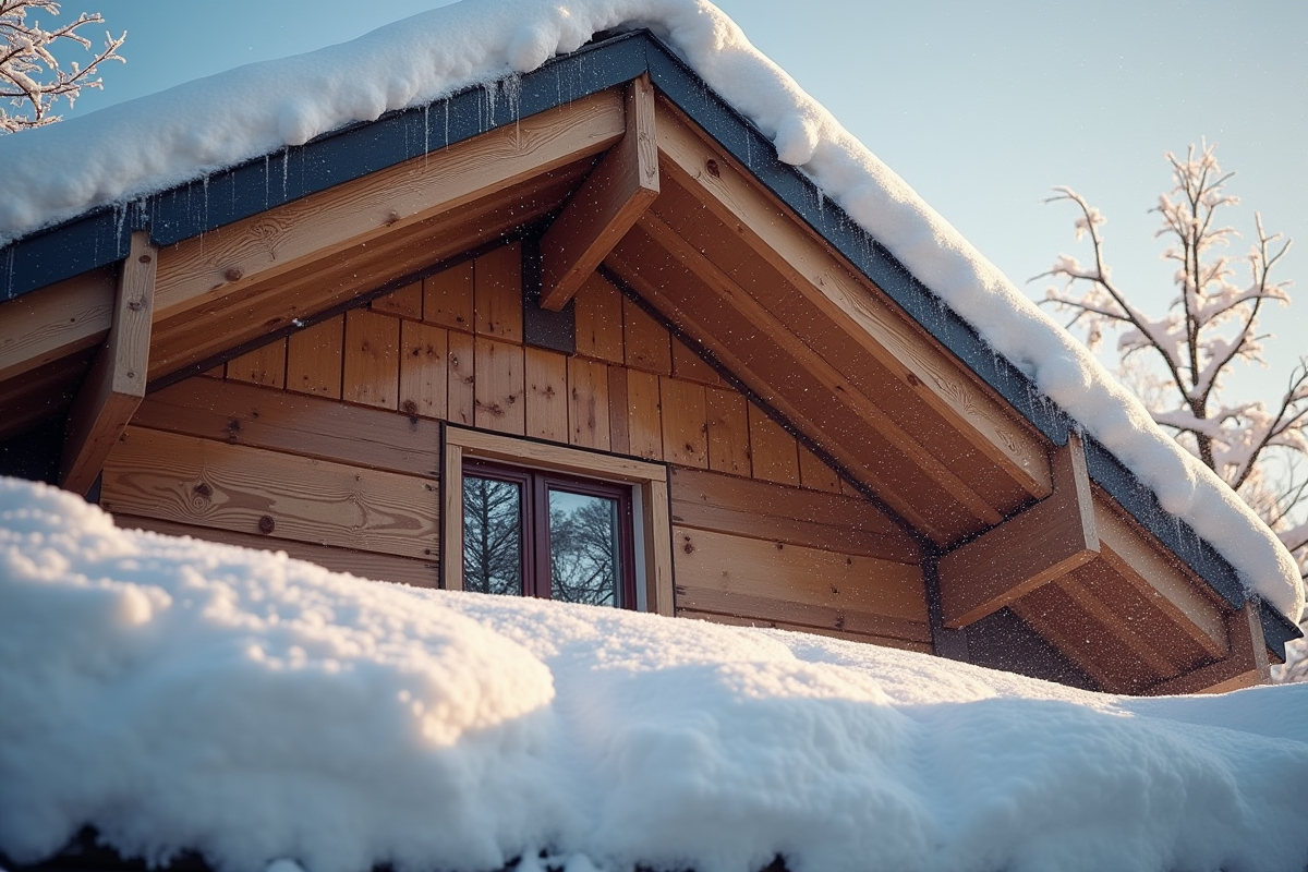Poutres en bois supportant la neige lourde sur le toit