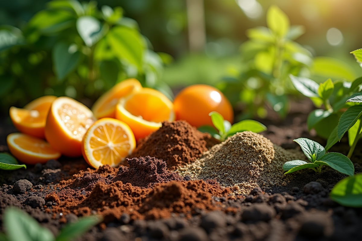 Remèdes naturels pour jardin avec agrumes et herbes aromatiques