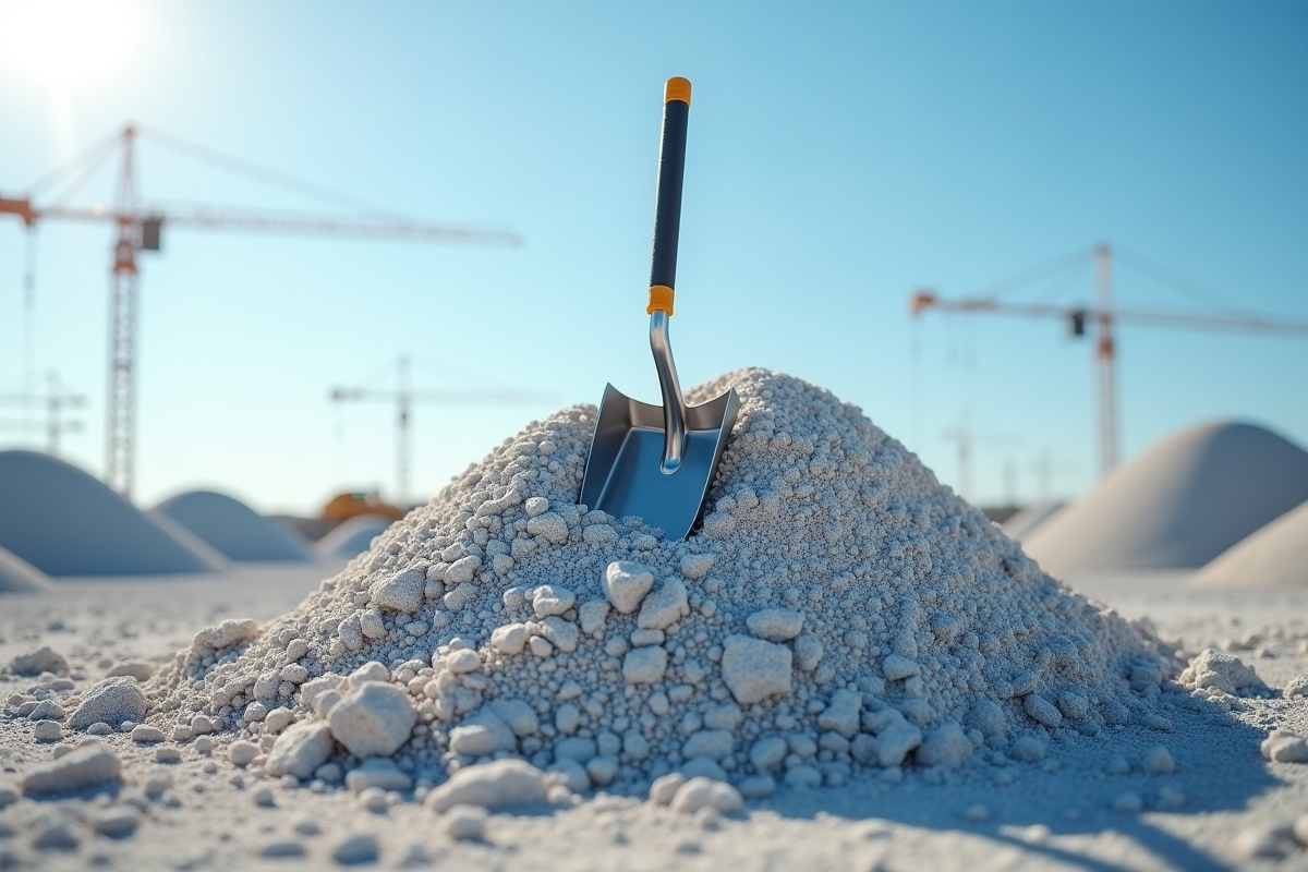 Pile de glmedia de filtration sur un chantier en plein soleil