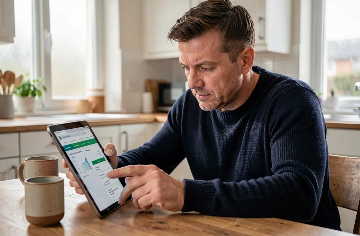 Un salarié consulte son espace CSE Maisons du Monde depuis chez lui sur une tablette numérique